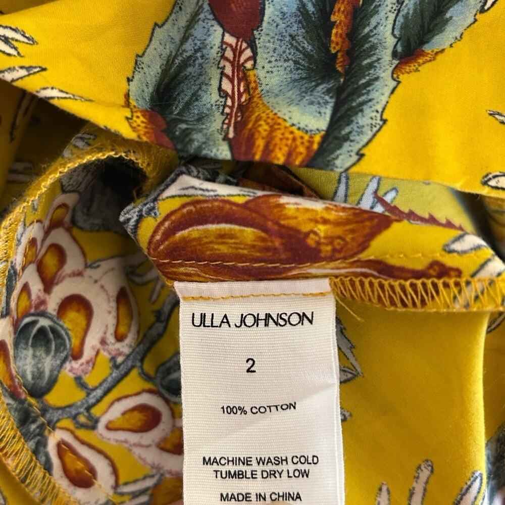 ULLA JOHNSON Devon Cotton Poplin Floral A-line Midi Dress with Pockets - Picture 12 of 12